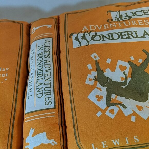 Think Geek Olde Book Pillow Alice’s Adventures in Wonderland Orange Plush - Picture 10 of 12